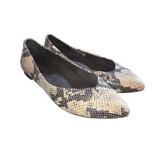 Vionic Caballo Natural Snake Embossed Leather Pointed Toe Ballet Flats Size 7